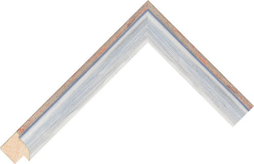 Corner sample of Silver+Blue Cushion Pine & Spruce Frame Moulding