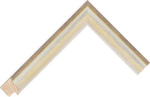Corner sample of Silver+Ochre Cushion Pine & Spruce Frame Moulding