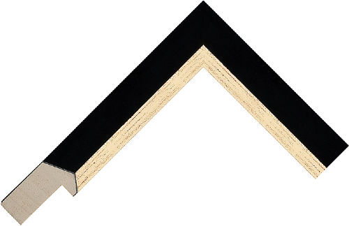 Corner sample of Black+Gold Reverse Radiata Pine Frame Moulding