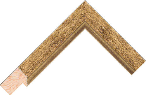 Corner sample of Topaz+Gold Flat Pine Frame Moulding