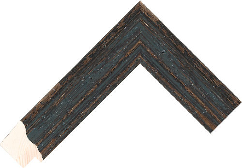 Corner sample of Black Scoop Pine Frame Moulding