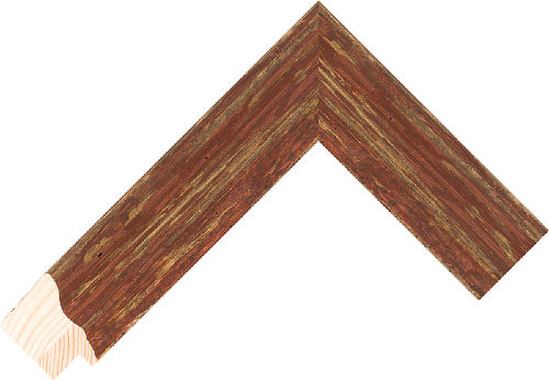 Corner sample of Red Scoop Pine Frame Moulding