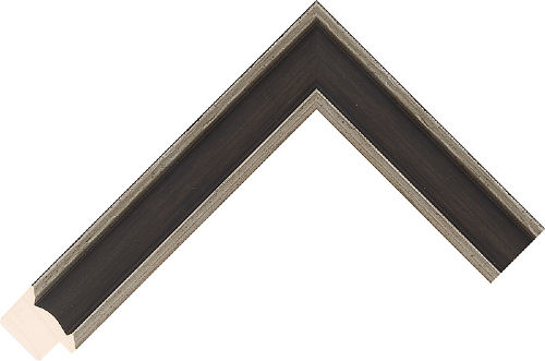 Corner sample of Black+Silver Ridged Dome Aspen FJ Frame Moulding
