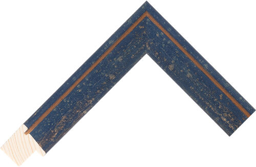 Corner sample of Blue Flat Fir Frame Moulding