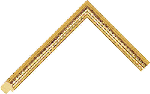 Corner sample of Gold Cushion Obeche Frame Moulding