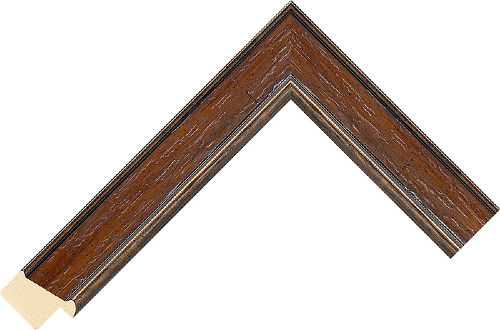 Corner sample of Walnut+Pewter Reverse Radiata Pine Frame Moulding