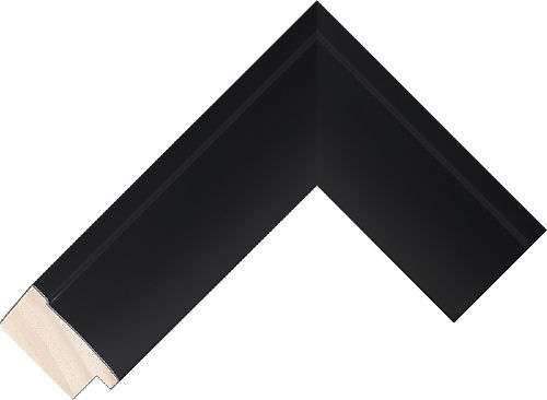 Corner sample of Black Cushion Radiata Pine Frame Moulding