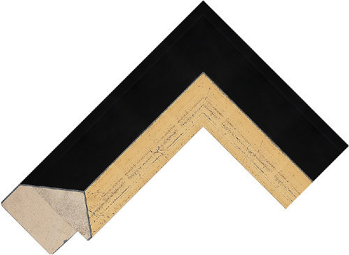 Corner sample of Black+Gold Reverse Radiata Pine Frame Moulding