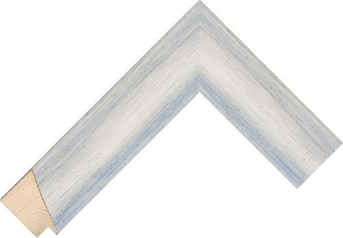 Corner sample of Silver+Blue Bevel Pine Frame Moulding