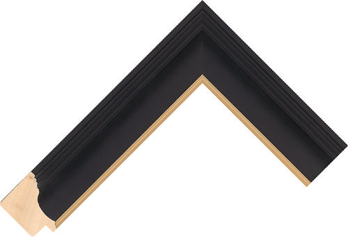 Corner sample of Black+Gold Scoop Ayous Frame Moulding