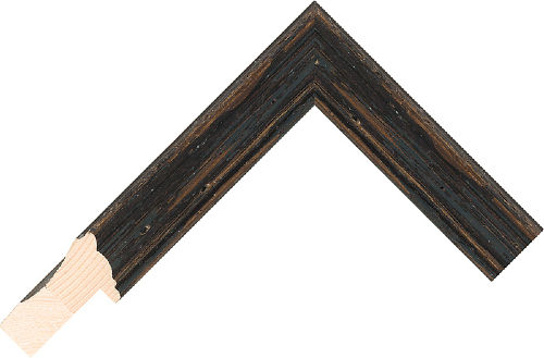 Corner sample of Black Ridged Cushion Pine Frame Moulding