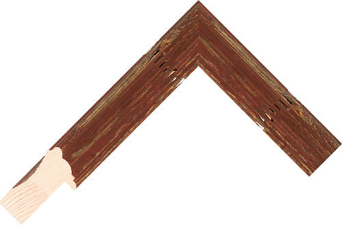 Corner sample of Red Ridged Cushion Pine Frame Moulding