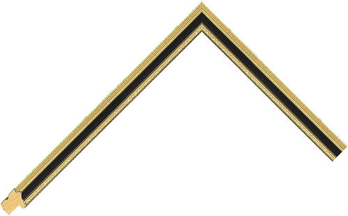 Corner sample of Black+Gold Hogarth Poplar Frame Moulding