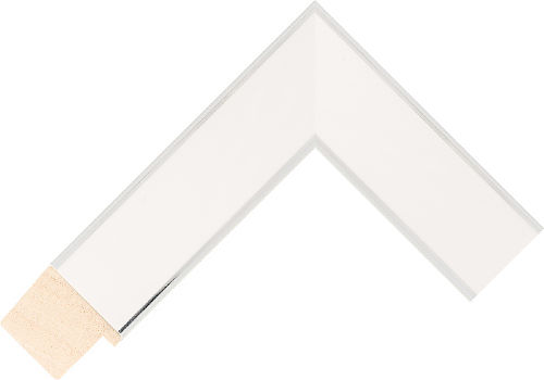 Corner sample of White/Silver Flat Ayous Frame Moulding