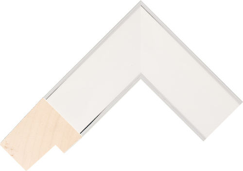 Corner sample of White+Silver Flat Ayous Frame Moulding