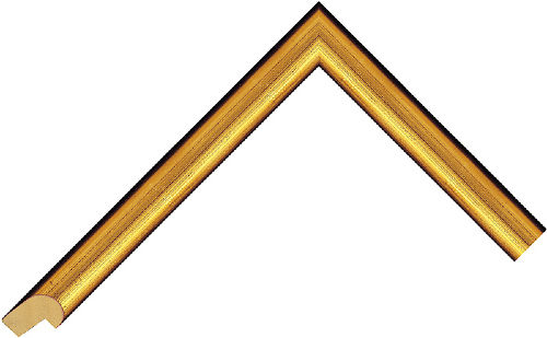 Corner sample of Gold Hockey Obeche Frame Moulding