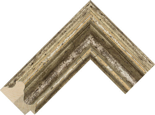 Corner sample of Silver Scoop Pine & Spruce Frame Moulding