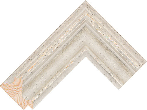 Corner sample of Silver+White Spoon Pine & Spruce Frame Moulding