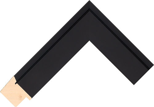 Corner sample of Black Flat/Bevel Ayous Frame Moulding