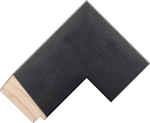 Corner sample of Black Bevel Radiata Pine Frame Moulding