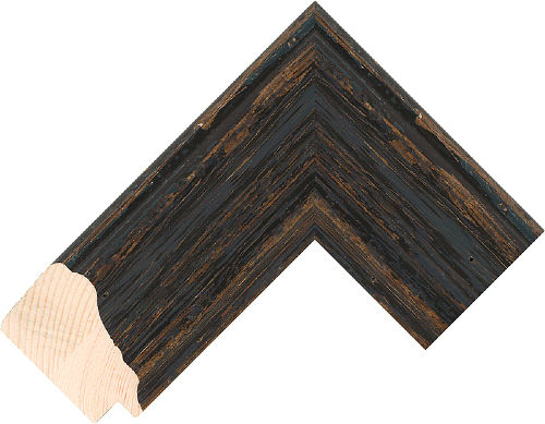 Corner sample of Black Scoop Pine Frame Moulding
