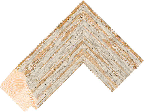 Corner sample of Ivory Scoop Pine Frame Moulding