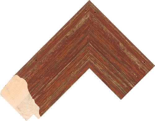 Corner sample of Red Scoop Pine Frame Moulding