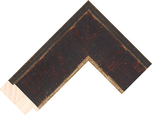 Corner sample of Dark Brown+Champagne Flat Radiata Pine Frame Moulding
