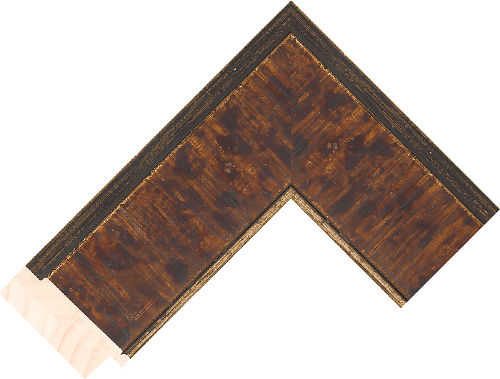 Corner sample of Mid Brown+Champagne Flat Radiata Pine Frame Moulding