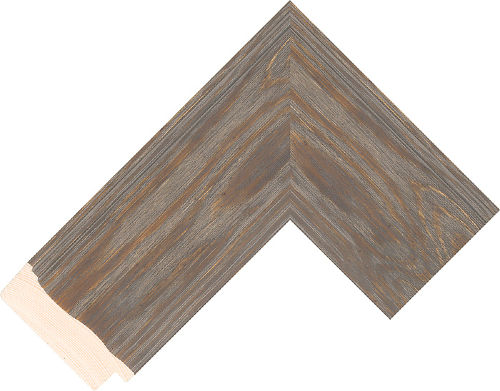 Corner sample of Grey Shaped Flat Pine Frame Moulding