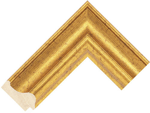 Corner sample of Gold Reverse Pine Frame Moulding