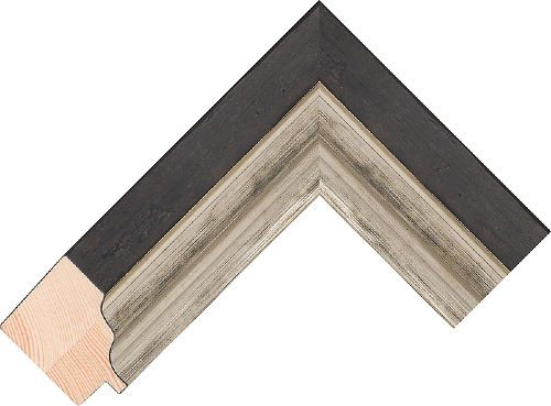 Corner sample of Black+Silver Scoop Pine & Spruce Frame Moulding