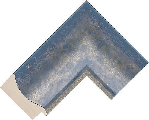 Corner sample of Blue/Gold Spoon Pine & Spruce Frame Moulding