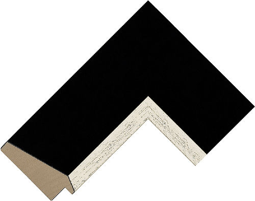 Corner sample of Black+Silver Reverse Radiata Pine Frame Moulding