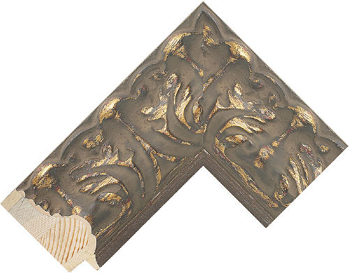 Corner sample of Gold+Brown Reverse Pine & Spruce Frame Moulding