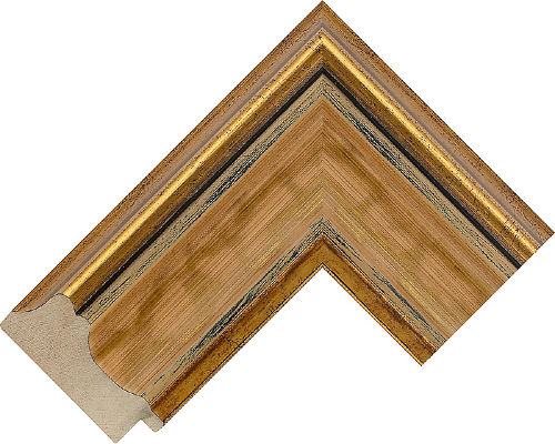 Corner sample of Gold Scoop Poplar Frame Moulding