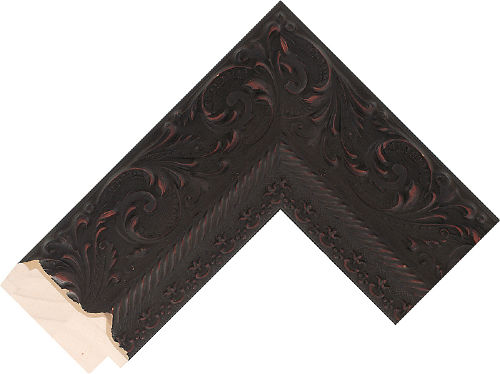 Corner sample of Black Reverse Tusam Frame Moulding