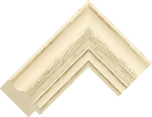 Corner sample of Ivory Shaped Flat Radiata Pine Frame Moulding