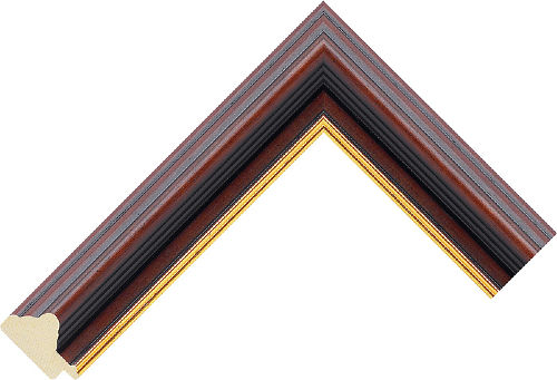Corner sample of Dark Wood Scoop Ayous Frame Moulding