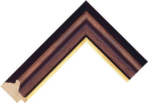 Corner sample of Dark Wood Scoop Ayous Frame Moulding
