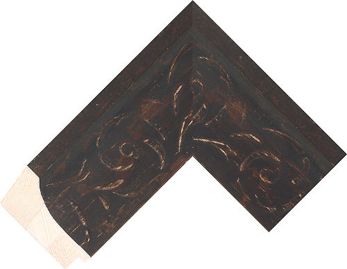 Corner sample of Brown Scoop Radiata Pine Frame Moulding