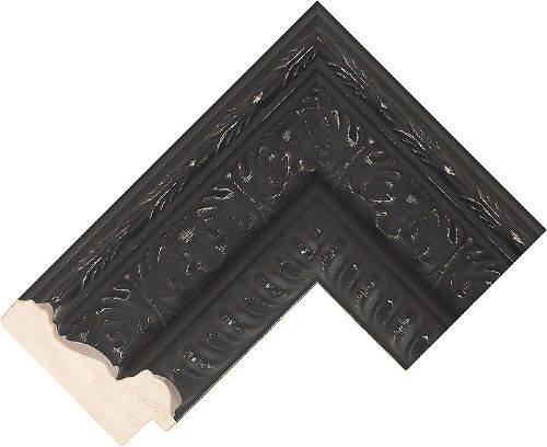 Corner sample of Black+Silver Reverse Radiata Pine Frame Moulding