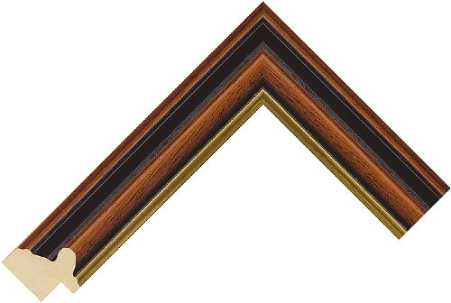Corner sample of Walnut Scoop Poplar Frame Moulding