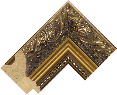 Corner sample of Gold Scoop Pulai Frame Moulding