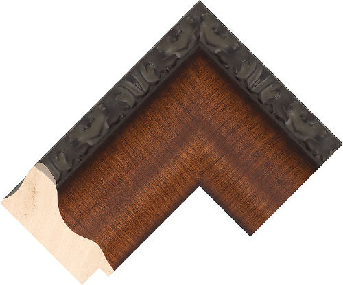 Corner sample of Mahogany Scoop Ayous ASIP Frame Moulding