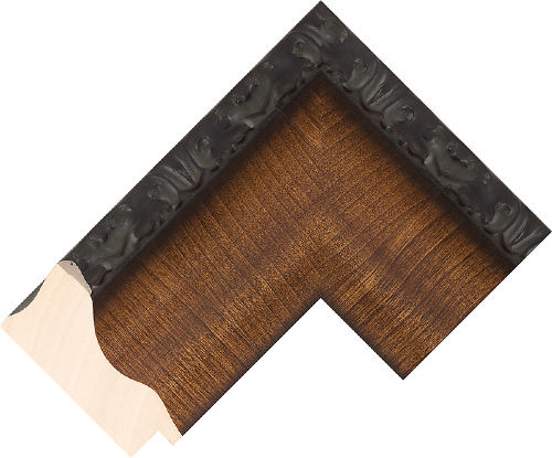 Corner sample of Walnut Scoop Ayous ASIP Frame Moulding