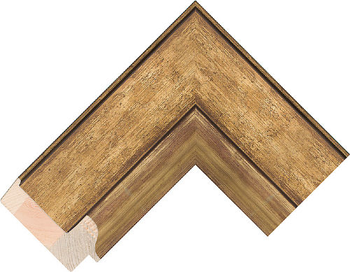 Corner sample of Topaz+Gold Reverse Pine & Spruce Frame Moulding