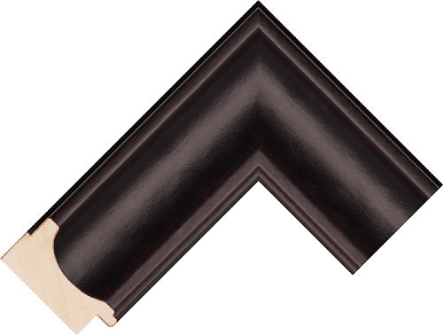 Corner sample of Dutch Black Scoop Ayous ASIP Frame Moulding