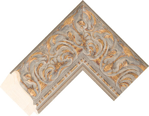Corner sample of Gold+Beige Spoon Pine & Spruce Frame Moulding