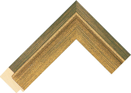 Corner sample of Gold/Green Flat Ayous Frame Moulding